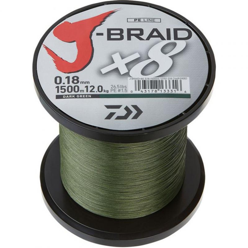 DAIWA J-Braid x8 Meterware Dunkelgrün - 0,51 mm - 56,0 kg
