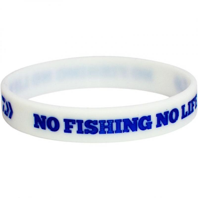 NO FISHING NO LIFE + DAIWA DVEC Armband Fluoreszierend Weiss-Blau