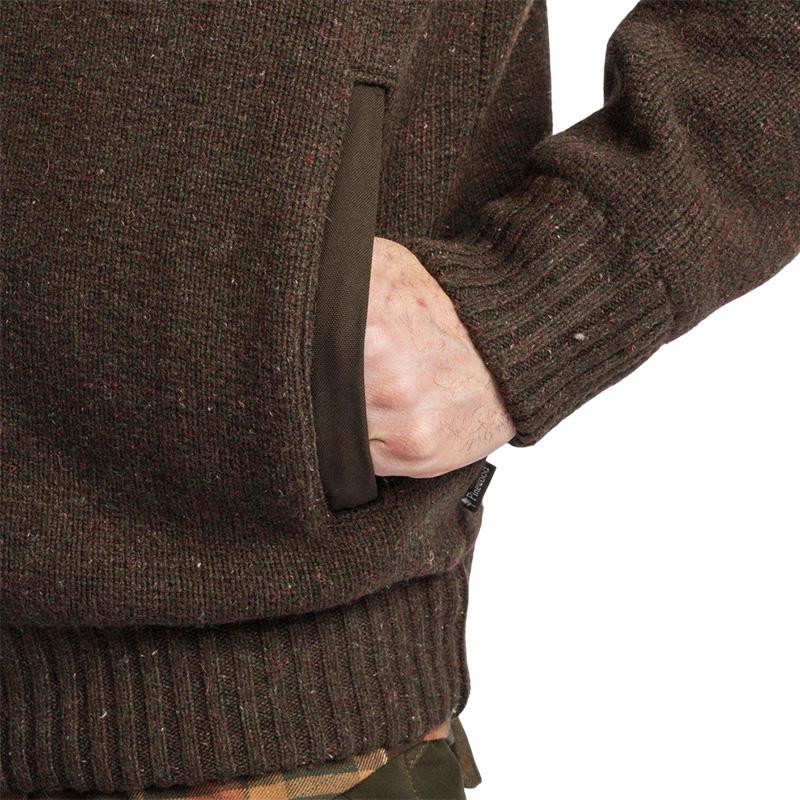 Pinewood Hurricane Full Zip Sweater Dark Brown Melange