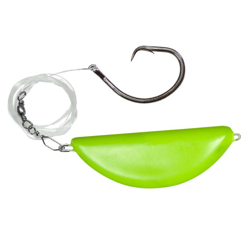 Dieter Eisele Heilbuttvorfach Circle Hook XXL 16/0 mit 350 g Kutscherblei Gelb