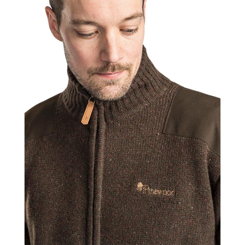 Pinewood Hurricane Full Zip Sweater Dark Brown Melange