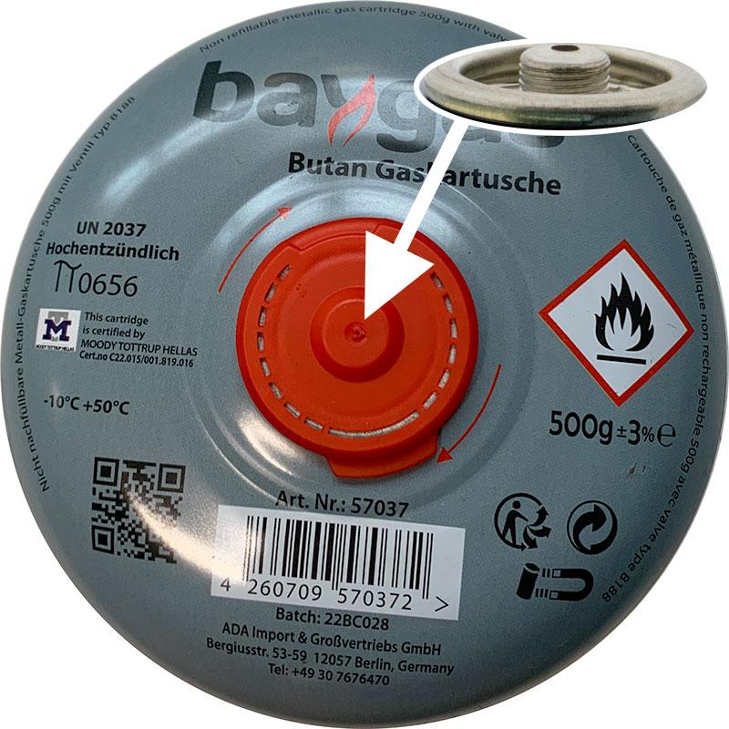 Baygas Butangas 500 g Gaskartusche mit Schraubverschluss