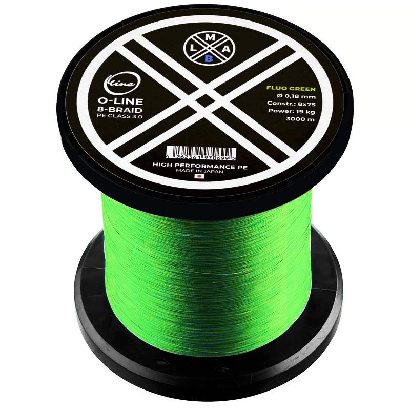 #LMAB O-Line Braid 8x Fluo Green Meterware 0,10 mm - 8 kg