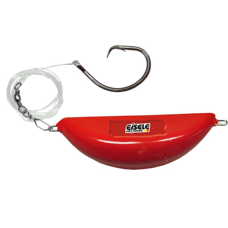 Dieter Eisele Heilbuttvorfach Circle Hook XXL 16/0 mit 350 g Kutscherblei Rot