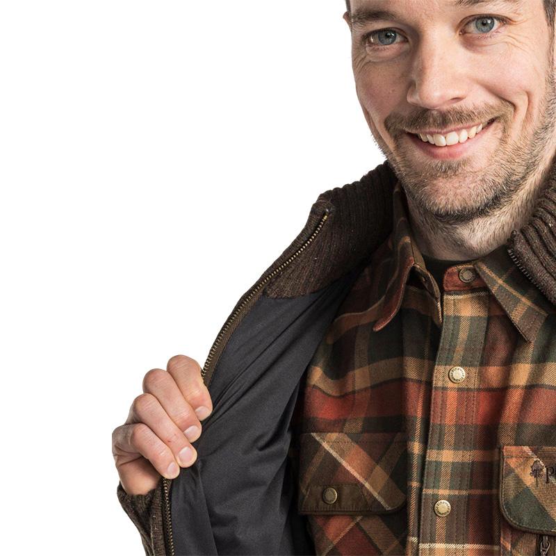 Pinewood Hurricane Full Zip Sweater Dark Brown Melange