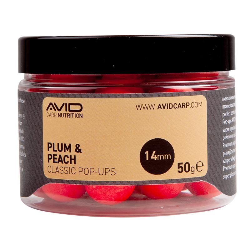 Avid Carp Plum & Peach Pop Ups 50 g 14 mm